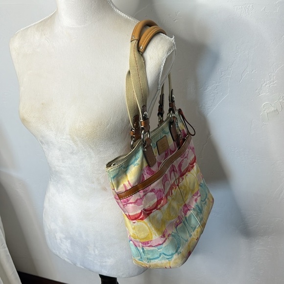 Coach Colorful Logo Lightweight Nylon Tote Bag CP6059 - Picture 15 of 16